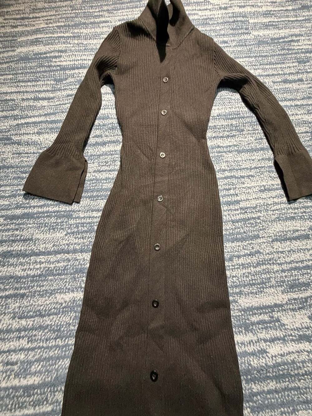 DAZY Sweater Dress Dark Brown Ribbed Knit Long Sleeve Midi - Picture 5 of 12